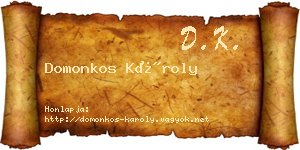 Domonkos Károly névjegykártya